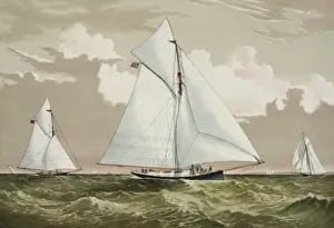 Yacht Racing History Prints: Sloop yachts Mischief and Atalanta in the race for The Ameri