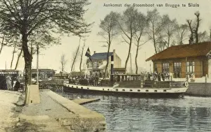 Dutch Harbour Scene Prints: Sluis - Arrival of the Steamer from Bruges