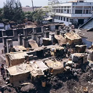 Aerial view of Java slum housing Print 1971
