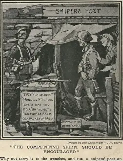 World War 1 Cartoons Prints: Sniper Post Cartoon