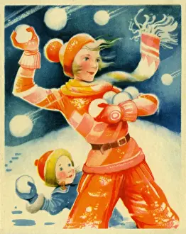 Vintage Xmas Decorations Prints: Snowballing