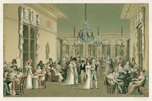Social Salon Print: C1800 Parisians in Grand Salon de Frascati