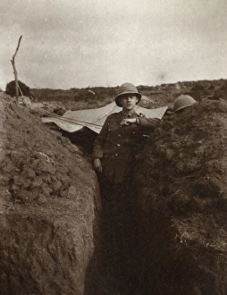 Soldier in a communication trench, WW1 Soldier in a communication trench, WW1
