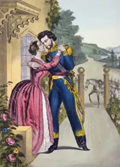 Print of a Soldier and Woman Embracing, c1847