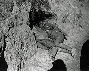 Soldiers taking nap in a trench, Western Front, WW1 Soldiers taking nap in a trench, Western Front, WW1