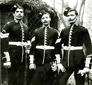 Three soldiers in walking out uniform Three soldiers in walking out uniform