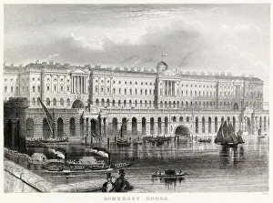 Somerset House, viewed from Waterloo Bridge. Date: 1840s Somerset House, viewed from Waterloo Bridge. Date: 1840s