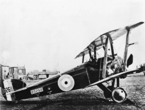 Sopwith Camel biplane on an airfield, WW1 Sopwith Camel biplane on an airfield, WW1