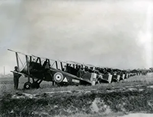 Sopwith Camel biplanes on an airfield, WW1 Sopwith Camel biplanes on an airfield, WW1