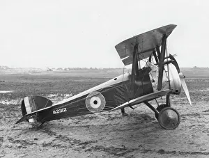 Sopwith F1 Camel biplane on an airfield, WW1 Sopwith F1 Camel biplane on an airfield, WW1