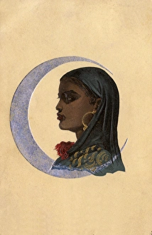 Southern Egyptian Girl - Sudan - with silver crescent moon Southern Egyptian Girl - Sudan - with silver crescent moon
