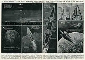 American Space Travel History Prints: Space rocket to the Moon 1946
