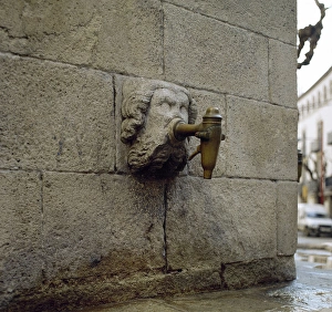 Spain. Catalonia. Blanes. Gothic Fountain. 15th century. Spo Spain. Catalonia. Blanes. Gothic Fountain. 15th century. Spo