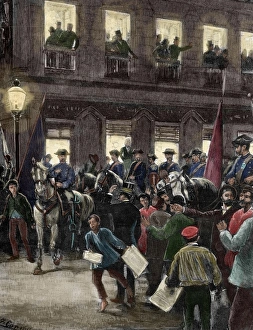 Spain. Madrid. Patriotic Protest In the Seville street about Spain. Madrid. Patriotic Protest In the Seville street about