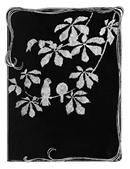 Two Sparrows Perched on a Branch at Night Print, 1937