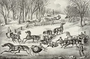 Cold Weather Scene Prints: A spill out on the snow