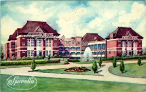 Prints of The Spirella Building, Letchworth Garden City, near Hitchin, Hertfordshire, England. Date: 1938 Hertfordshire Prints: The Spirella Building, Letchworth Garden City Print 1938