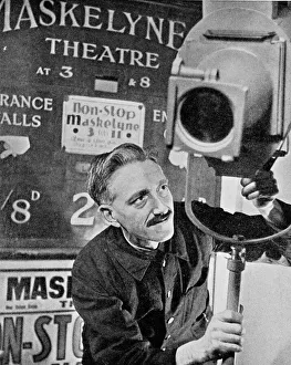 Spotlight operator, Maskelyne's Theatre, London Spotlight operator, Maskelyne's Theatre, London