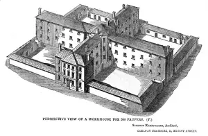 Poverty Housing Solutions Prints: Square workhouse, perspective view