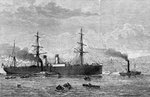 SS Amerique being towed into Plymouth, Devon, 1874 SS Amerique being towed into Plymouth, Devon, 1874