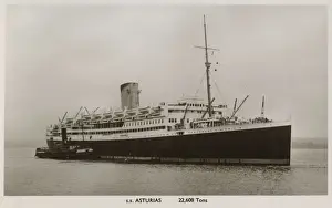Cruise Ship Prints: SS Asturias Print: Late 1940s Ocean Liner at Sea