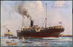 Prints of Passenger liner of the P&O line, depicted entering Columbo harbour, Ceylon (Sri Lanka) Related Prints: SS Karmala Passenger Liner Print Entering Columbo Harbour