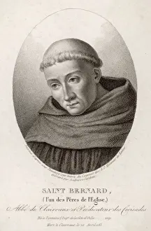 Saint Bernard of Clairvaux Print, 19th-century engraving