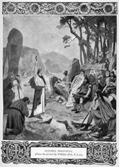 Historical Christianity Prints: St Columba Preaches