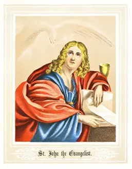 Historical Christian Illustrations Prints: St John colour