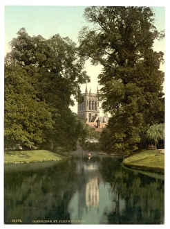 St. Johns College, chapel from the river, Cambridge, Englan St. Johns College, chapel from the river, Cambridge, Englan
