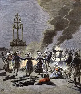 St John's Fires Print: Midsummer Eve in Bretagne, 1893