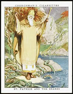 St Patrick Print: Driving Snakes out of Ireland