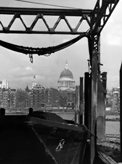 Vintage London Cityscape Photography Prints: St. Pauls Across Thames