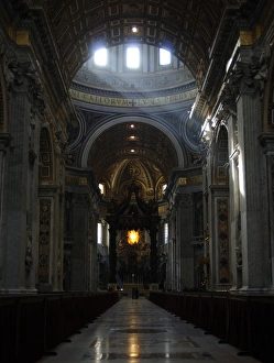 St. Peters Basilica. Madernos nave and the altar with Bern St. Peters Basilica. Madernos nave and the altar with Bern