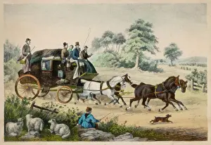 English Countryside Paintings Prints: Stagecoach / Shepherd Boy