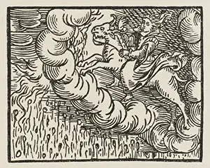 Print of a Witch Conjuring a Hailstorm