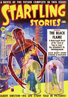 Startling Stories Scifi Magazine Cover with Science Island Startling Stories Scifi Magazine Cover with Science Island