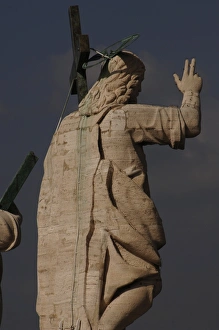 Statue of Jesus on the roof of St. Peters Basilica. Vatica Statue of Jesus on the roof of St. Peters Basilica. Vatica