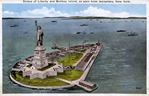 The Statue of Liberty and Bedloes Island - Aerial view The Statue of Liberty and Bedloes Island - Aerial view