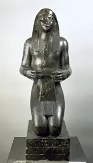 Prints of Nectanebo I. Pharaoh of the 30th Dynasty. Granite. Kneeling, holding a offering table. 380-362 BC. Probably from Hermopolis-Baqlieh. National Archaeological Museum. Madrid. Spain Ancient Egypt Prints: Nectanebo I Granite Print: Kneeling Pharaoh, 380-362 BC