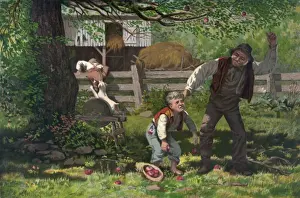 Print of a Woman Stealing Apples