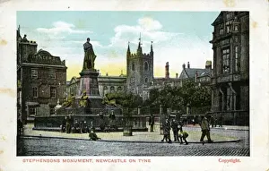 County Durham Landmarks Prints: Stephensons Monument, Newcastle upon Tyne, County Durham