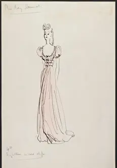 Stiebel Print of a Rose Pink Chiffon Nightgown