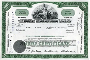 Stock Share Certificate - Hobart Manufacturing Company Stock Share Certificate - Hobart Manufacturing Company