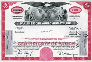 Stock Share Certificate - Pan American World Airways Stock Share Certificate - Pan American World Airways