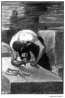 Historical Building Construction Prints: Stone Mason at Work