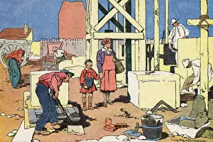Stonemasons at Work Print circa 1920