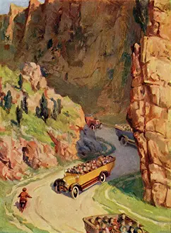 Charabancs in Cheddar Gorge Print
