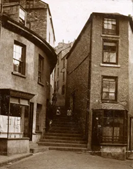 Street scene with narrow steps between buildings Street scene with narrow steps between buildings