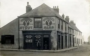 Prints of Street Scene, Ryhope, Sunderland, near Seaham, County Durham, England. Showing the Railway Inn Date: 1910s Sunderland Prints: Street Scene, Ryhope Print, 1910s